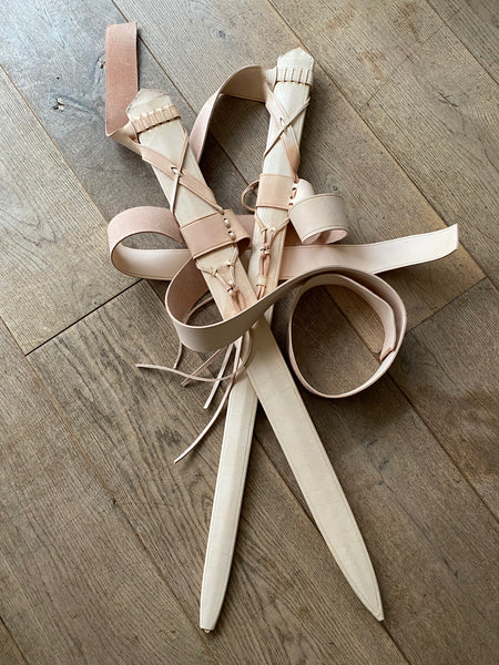 High Medieval X-tied or buckled sword scabbard