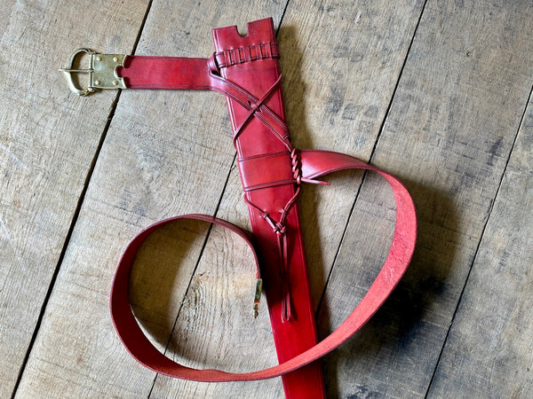 High Medieval X-tied or buckled sword scabbard