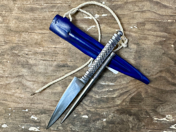 16thC Steel Eating Set in blue