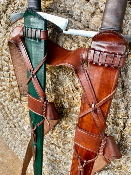High Medieval X-tied or buckled sword scabbard