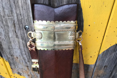 14th 15thC Medieval sword scabbard with hangers in brass or steel