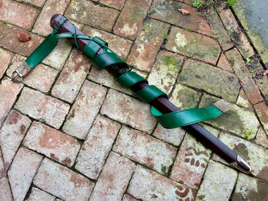 High Medieval X-tied or buckled sword scabbard