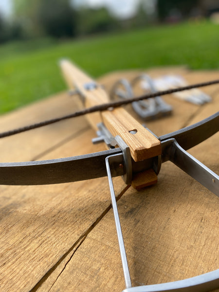 15thC Medieval 'Munition' Crossbow, Bow Irons, 170lb - With Steel Butt Cap