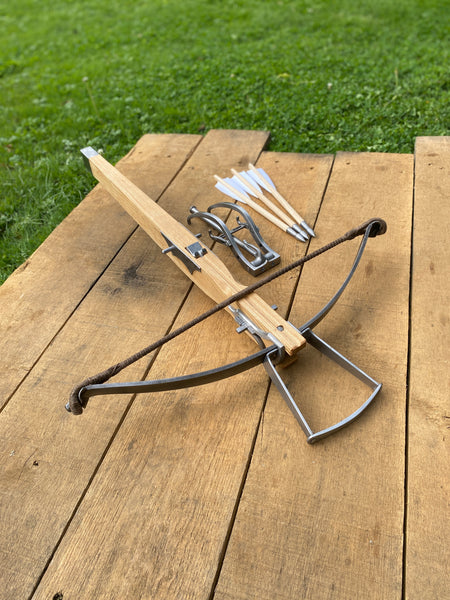 15thC Medieval 'Munition' Crossbow, Bow Irons, 170lb - With Steel Butt Cap