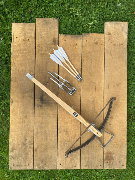 15thC Medieval 'Munition' Crossbow, Bow Irons, 170lb - With Steel Butt Cap